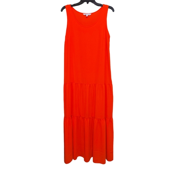 Elizabeth and Jane's Orange 3 Tiered Sleeveless Maxi Dress Women's Size Medium M - Picture 12 of 13